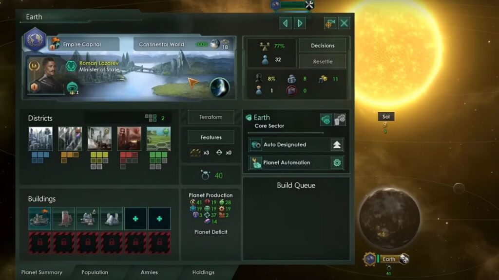 capitais planetários em Stellaris